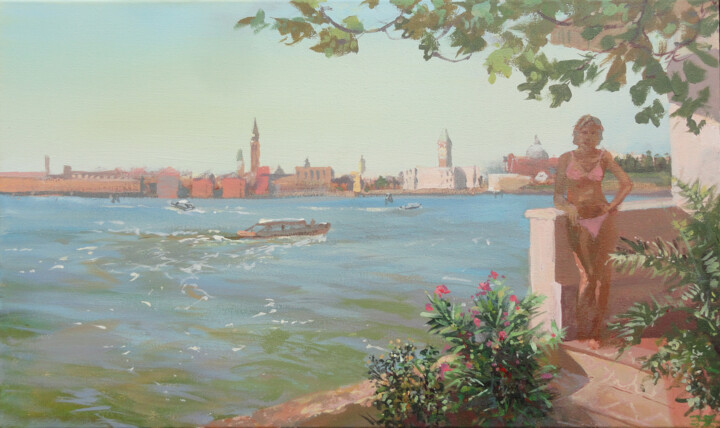 Картина под названием "Morning in Murano.…" - Janis Zingitis, Подлинное произведение искусства, Акрил Установлен на Деревянн…