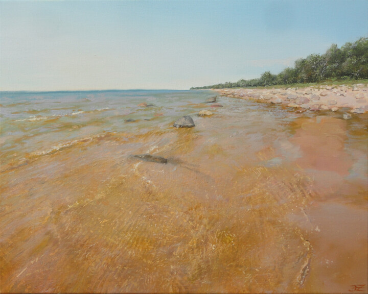 Pintura intitulada "Baltic Sea in Vidze…" por Janis Zingitis, Obras de arte originais, Óleo