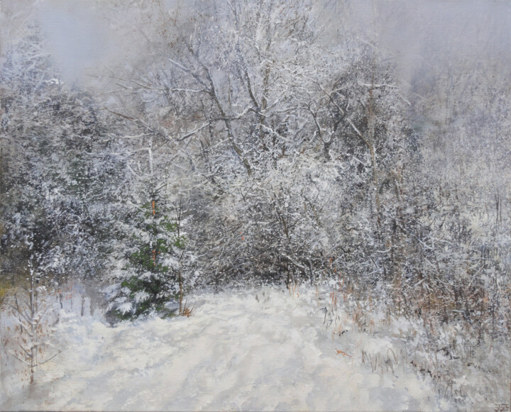 Pittura intitolato "Snow Cloud Passed" da Janis Zingitis, Opera d'arte originale, Olio Montato su Telaio per barella in legno