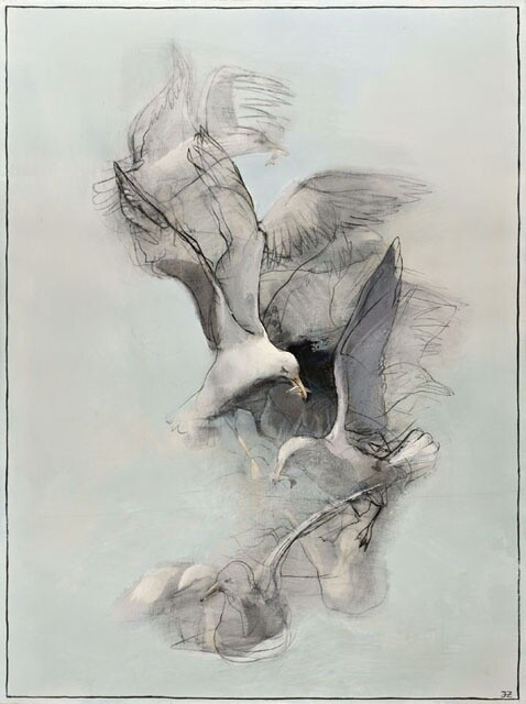 Pintura intitulada "Seagulls Ate All th…" por Janis Zingitis, Obras de arte originais