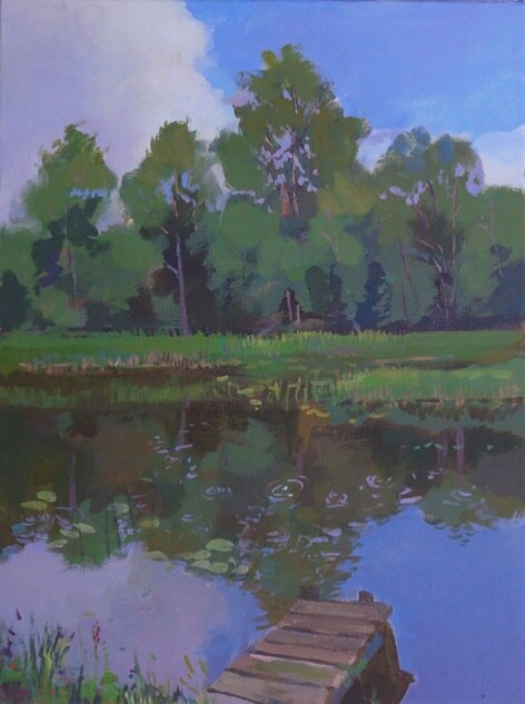 Painting titled "Reflections in the…" by Janis Zingitis, Original Artwork, Oil