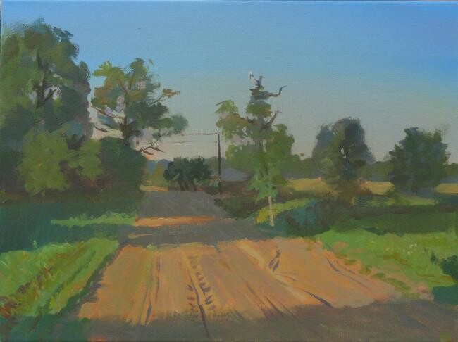 Painting titled "August Evening. Lan…" by Janis Zingitis, Original Artwork, Oil