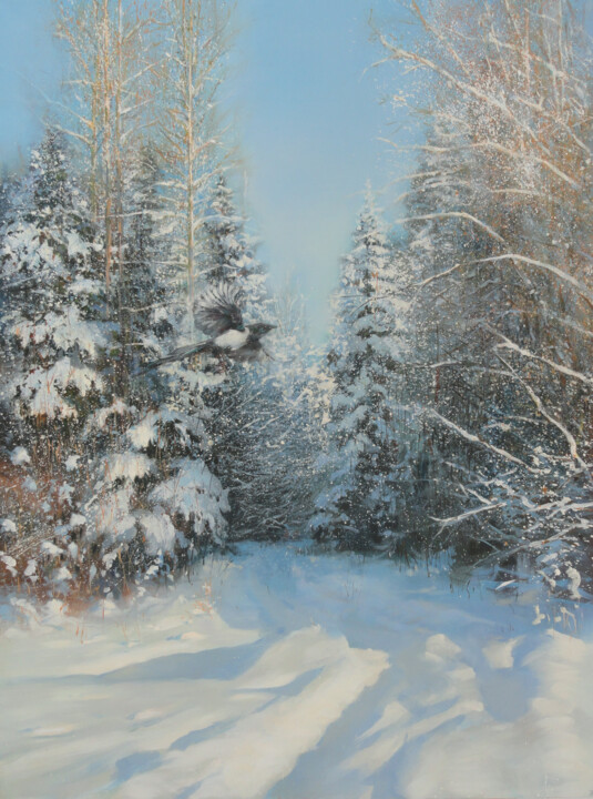 Malarstwo zatytułowany „Beautiful Winter” autorstwa Janis Zingitis, Oryginalna praca, Olej