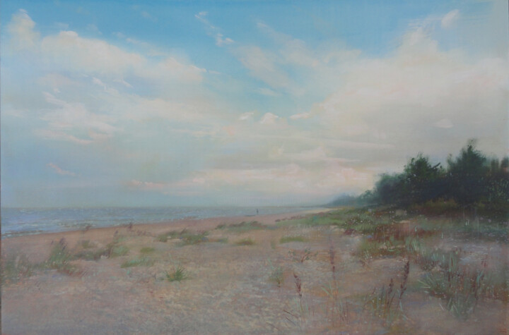 Painting titled "The Gulf of Riga un…" by Janis Zingitis, Original Artwork, Oil