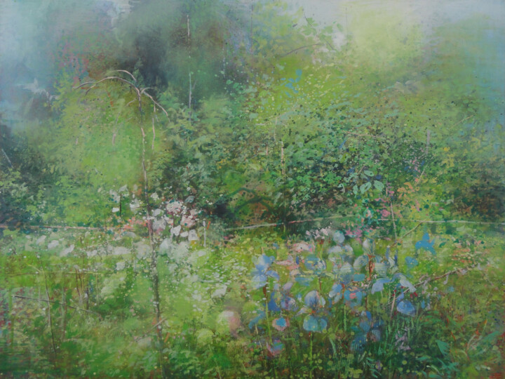 Painting titled "Garden" by Janis Zingitis, Original Artwork, Acrylic