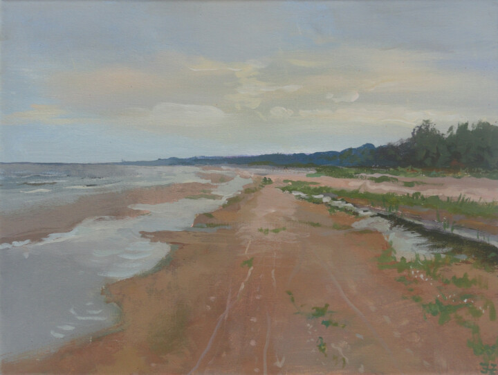 Pittura intitolato "Baltic Beach on a R…" da Janis Zingitis, Opera d'arte originale, Acrilico