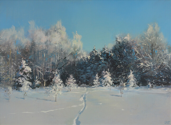 Painting titled "Sunhine in January" by Janis Zingitis, Original Artwork, Acrylic