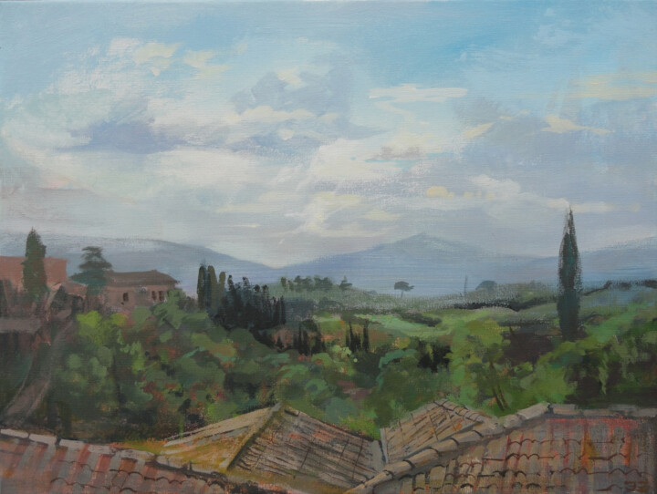 Schilderij getiteld "Tuscany near Siena" door Janis Zingitis, Origineel Kunstwerk, Acryl