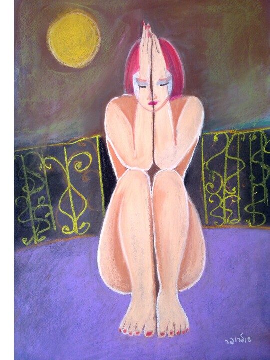 Disegno intitolato "meditation" da Janna Shulrufer, Opera d'arte originale, Pastello