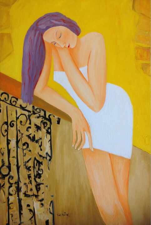 Painting titled "the morning" by Janna Shulrufer, Original Artwork, Oil