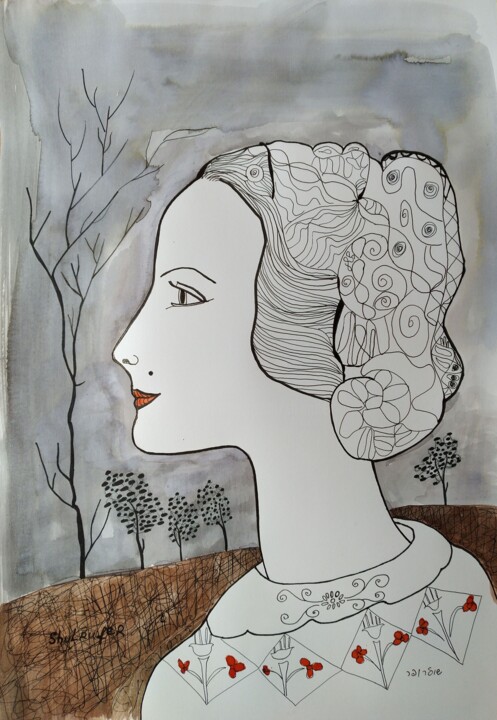 Drawing titled "Nostalgia for youth" by Janna Shulrufer, Original Artwork, Ink