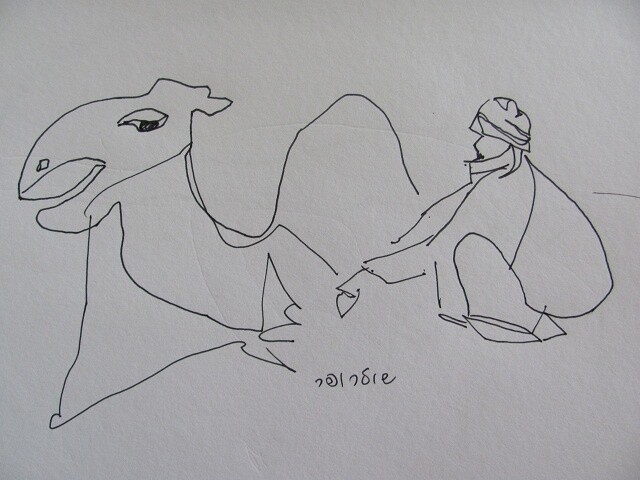 Disegno intitolato "In desert" da Janna Shulrufer, Opera d'arte originale, Penna gel