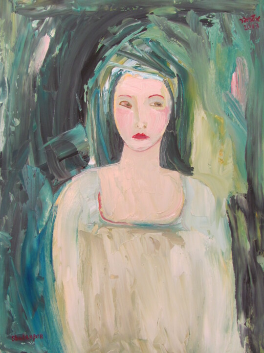 Painting titled "selfportrait" by Janna Shulrufer, Original Artwork, Oil