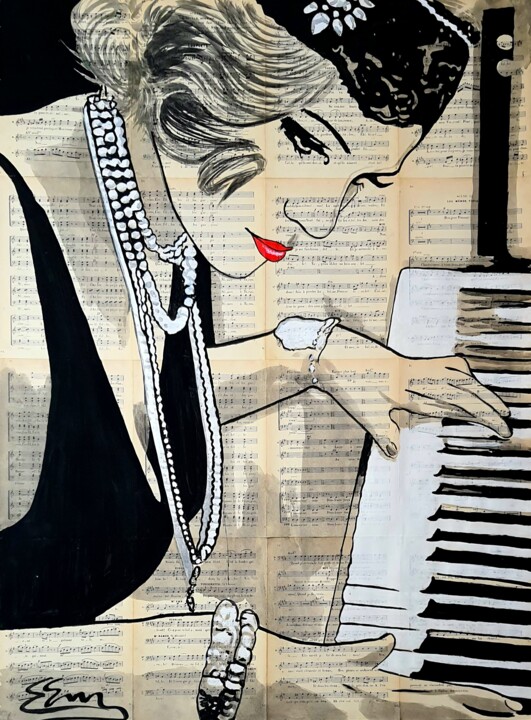 Картина под названием "pianista" - Jan Noah, Подлинное произведение искусства, Акрил