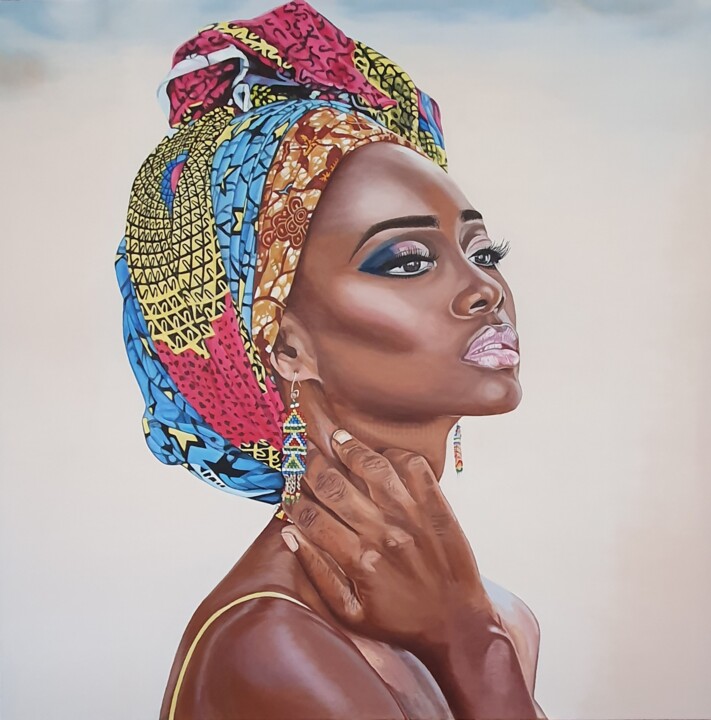 Painting titled "African Queen" by Janka Janny Wagner, Original Artwork, Oil