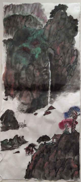 Painting titled "不動如山" by Janny Hui, Original Artwork, Ink