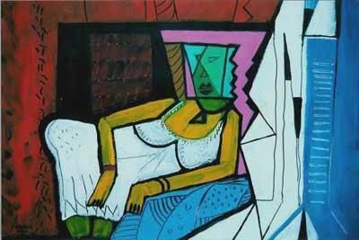 Painting titled "Feeling Comfortable" by Jean Lahoud, Original Artwork