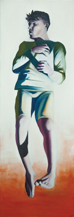 Malerei mit dem Titel "Awkward" von Janos Kujbus, Original-Kunstwerk, Öl