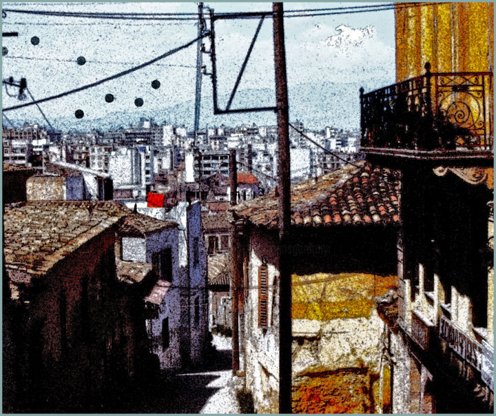 Digitale Kunst mit dem Titel "plaka - athens - gr…" von Janos Gardonyi, Original-Kunstwerk, Digitale Malerei