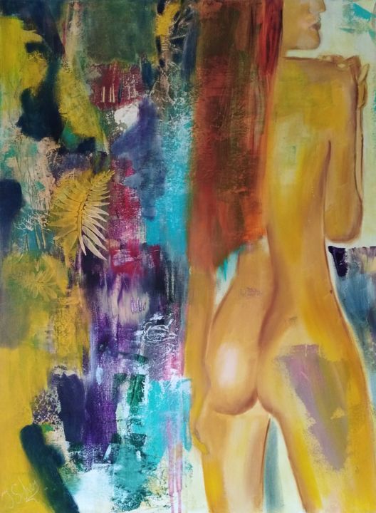 Painting titled "Am Ufer" by Jana Scherer, Original Artwork, Acrylic