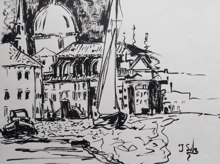 Drawing titled "Venedig 3" by Jana Scherer, Original Artwork, Ink