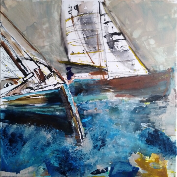 Malerei mit dem Titel "Regatta" von Jana Scherer, Original-Kunstwerk, Acryl