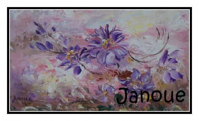 Peinture intitulée "harmonie violette" par Janoue, Œuvre d'art originale