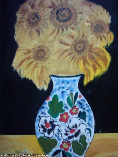 Painting titled "vase_tournesol.jpg" by Janpol Portalis, Original Artwork