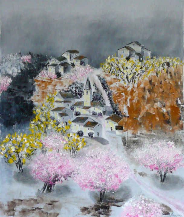Peinture intitulée "168 Esprit village" par Gilles Janson, Œuvre d'art originale, Huile