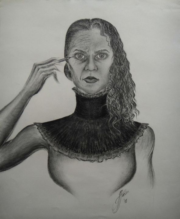 Drawing titled "Self-portrait with…" by Joanita Janson, Original Artwork, Other
