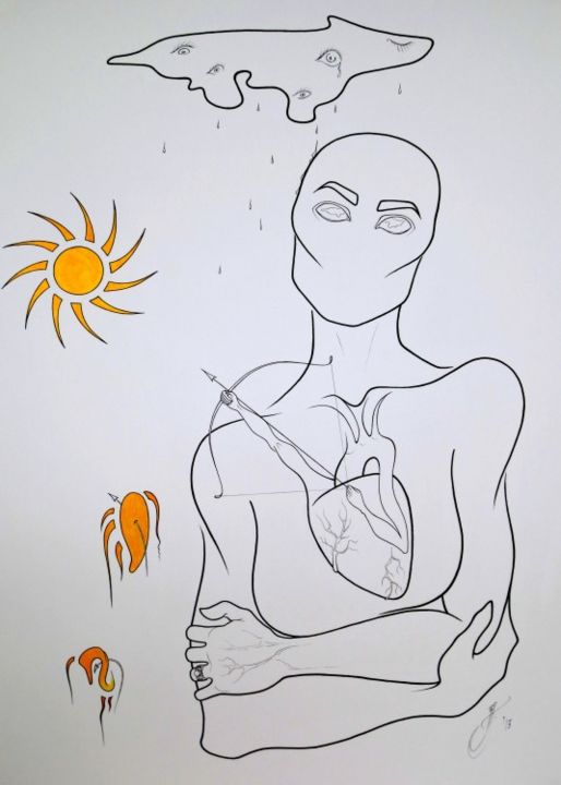 Desenho intitulada "Ain't No Sunshine W…" por Joanita Janson, Obras de arte originais, Outro