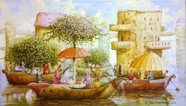 Garden_ - Painting, 23x40 cm ©2012 by Remigijus Januskevicius -
Contemporary painting, painting of a garden