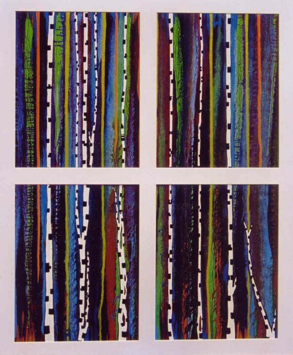 Peinture intitulée "Quatre études de Ch…" par Janusz Malik, Œuvre d'art originale, Huile Monté sur Panneau de bois