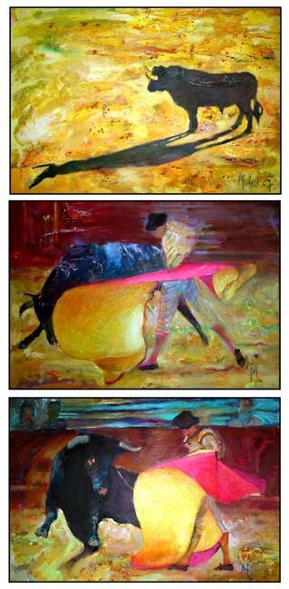 Painting titled "corrida move 1" by Janusz Mulak, Original Artwork, Oil