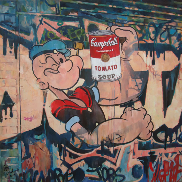 Pittura intitolato "Pop-art-popeye" da Janusz Orzechowski, Opera d'arte originale, Olio