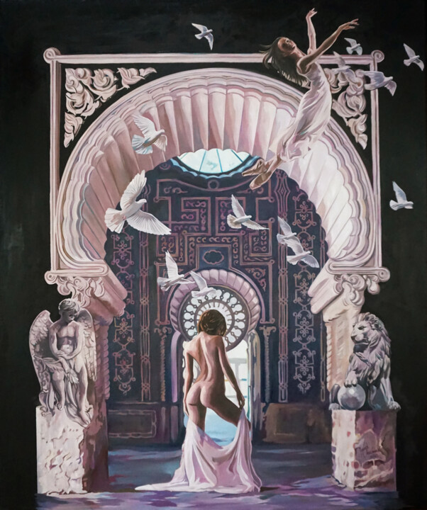 Картина под названием "Gate" - Janusz Orzechowski, Подлинное произведение искусства, Масло