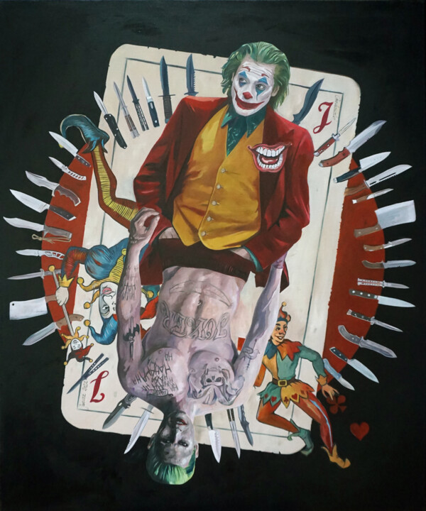 Malarstwo zatytułowany „Joker Card” autorstwa Janusz Orzechowski, Oryginalna praca, Olej