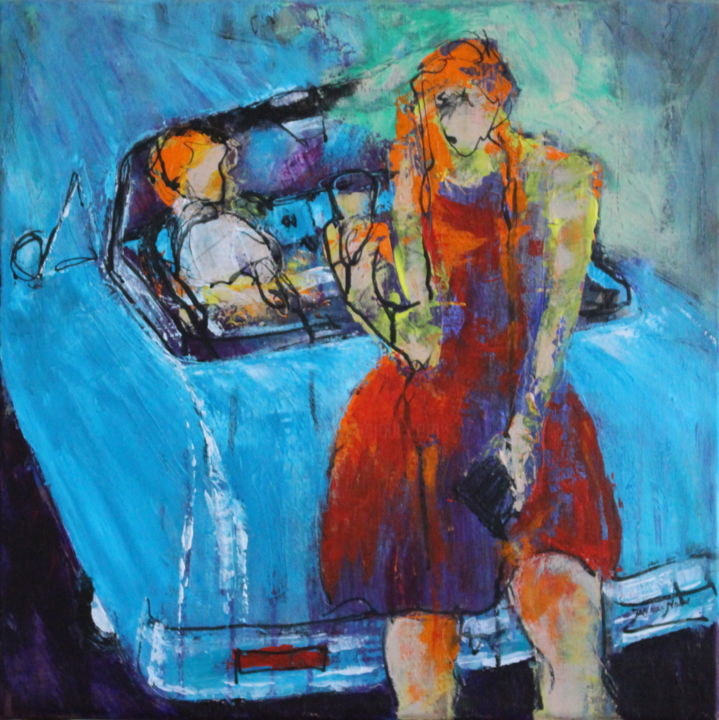 Painting titled "oldtimer" by Jan Van Noort, Original Artwork, Acrylic