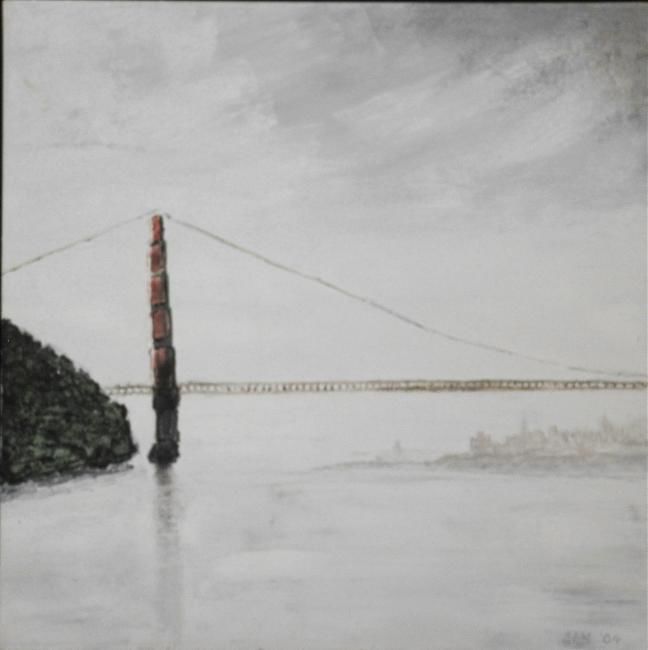 Peinture intitulée "Golden Gate Bridge" par Jan Wall, Œuvre d'art originale, Huile