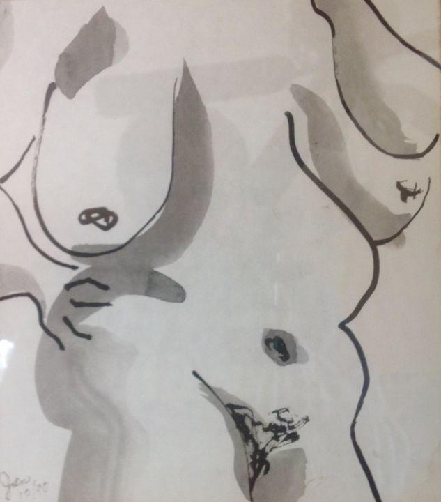 Incisioni, stampe intitolato "Chubby Nude" da Jan Wall, Opera d'arte originale, Stampa digitale