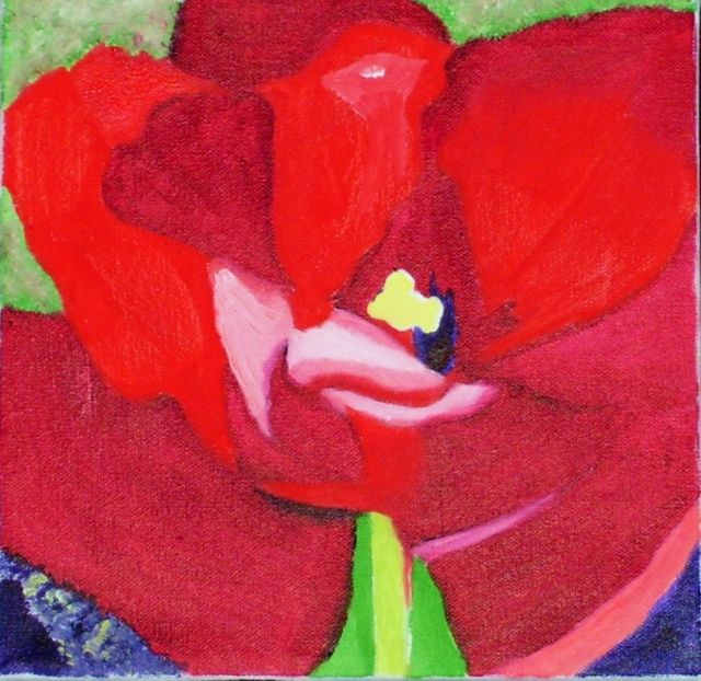 Painting titled "Tulip 2" by Jan Wall, Original Artwork, Oil