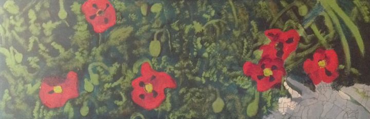 Schilderij getiteld "Poppies" door Jan Wall, Origineel Kunstwerk
