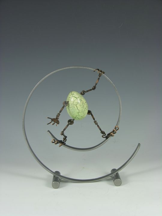 Escultura titulada "Eggtion Figures - H…" por Tomoaki Orikasa, Obra de arte original, Metales