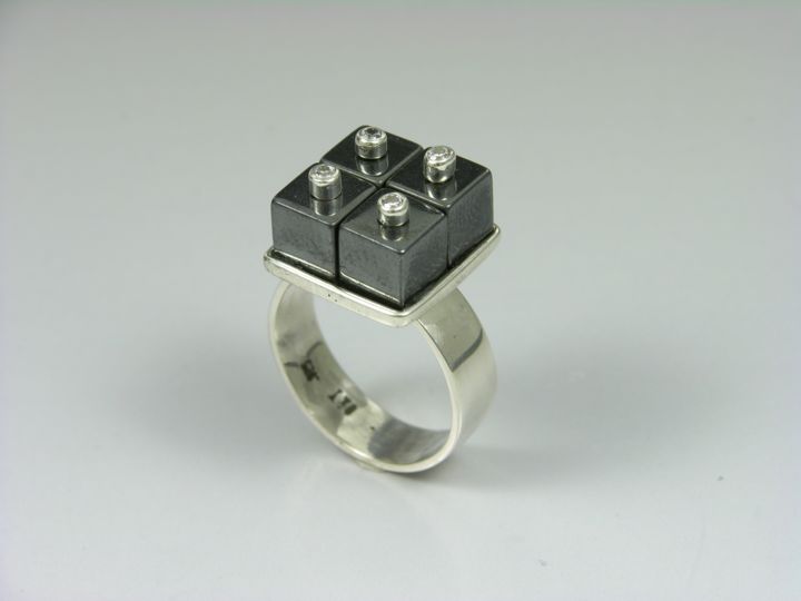 Design intitulée "4 Cubes - Sterling…" par Tomoaki Orikasa, Œuvre d'art originale, Bijoux