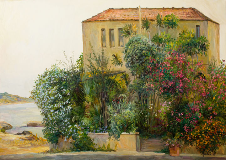 Pintura titulada "East courtyard Leba…" por Illia Yarovyi, Obra de arte original, Oleo