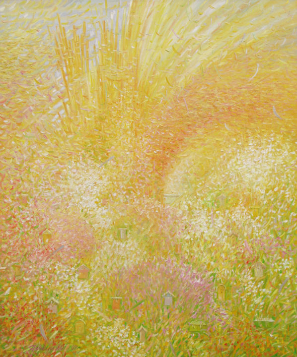 Painting titled "Spring honey" by Yaravoy Nikolai, Original Artwork, Oil