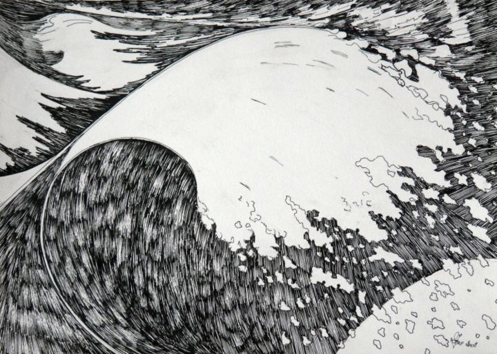 Drawing titled "Al 12-lea val" by Rene Jardescu, Original Art,