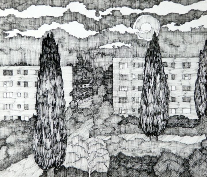 Drawing titled "Halou" by Rene Jardescu, Original Artwork