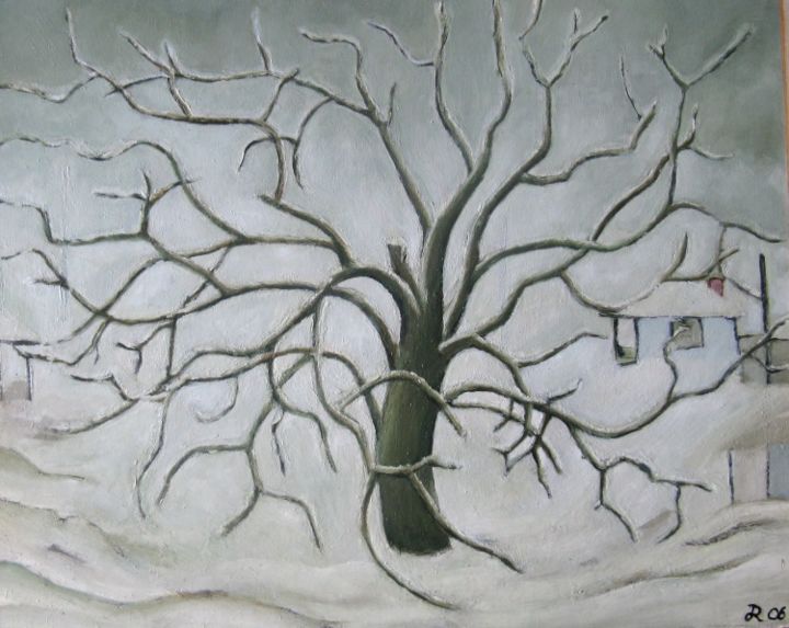 Pintura titulada "Nuc-de-iarna-49x58-…" por Rene Jardescu, Obra de arte original