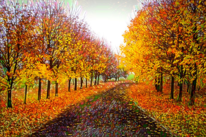 Artes digitais intitulada "chemin de l'automne…" por Jarek Witkowski, Obras de arte originais